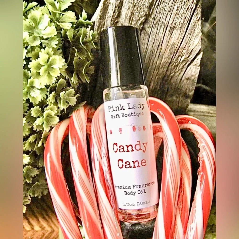 New Christmas Candy Cane Fragrance Body Oil Roller Ball Bottle 1/3oz